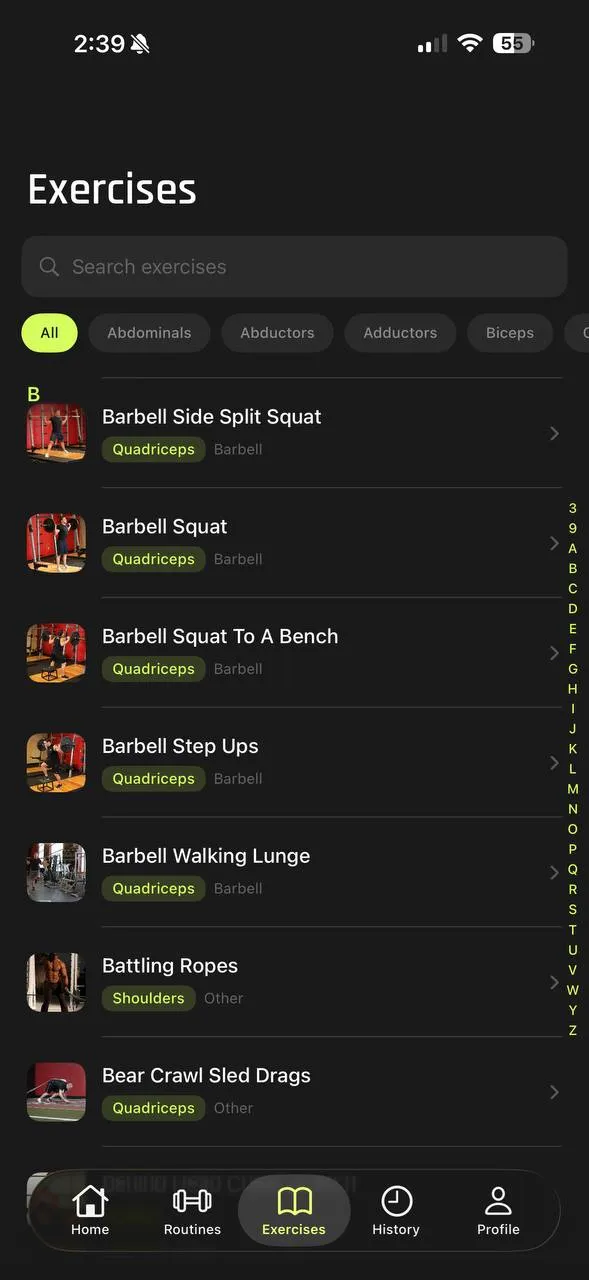 Exercise library