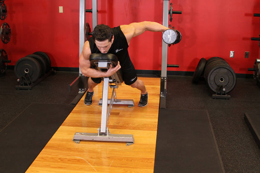 Dumbbell Lying One-Arm Rear Lateral Raise