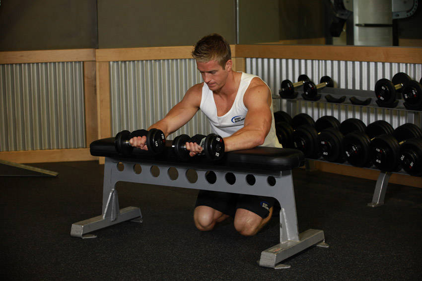 Palms-Down Dumbbell Wrist Curl Over A Bench